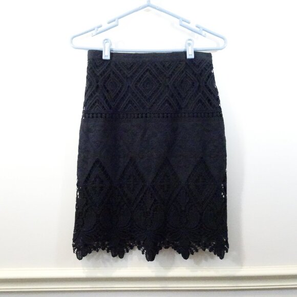 Anthropologie Dresses & Skirts - Anthropologie Skirt Moulinette Soeur Black Lace Pencil Size 2 NEW Feminine Goth
